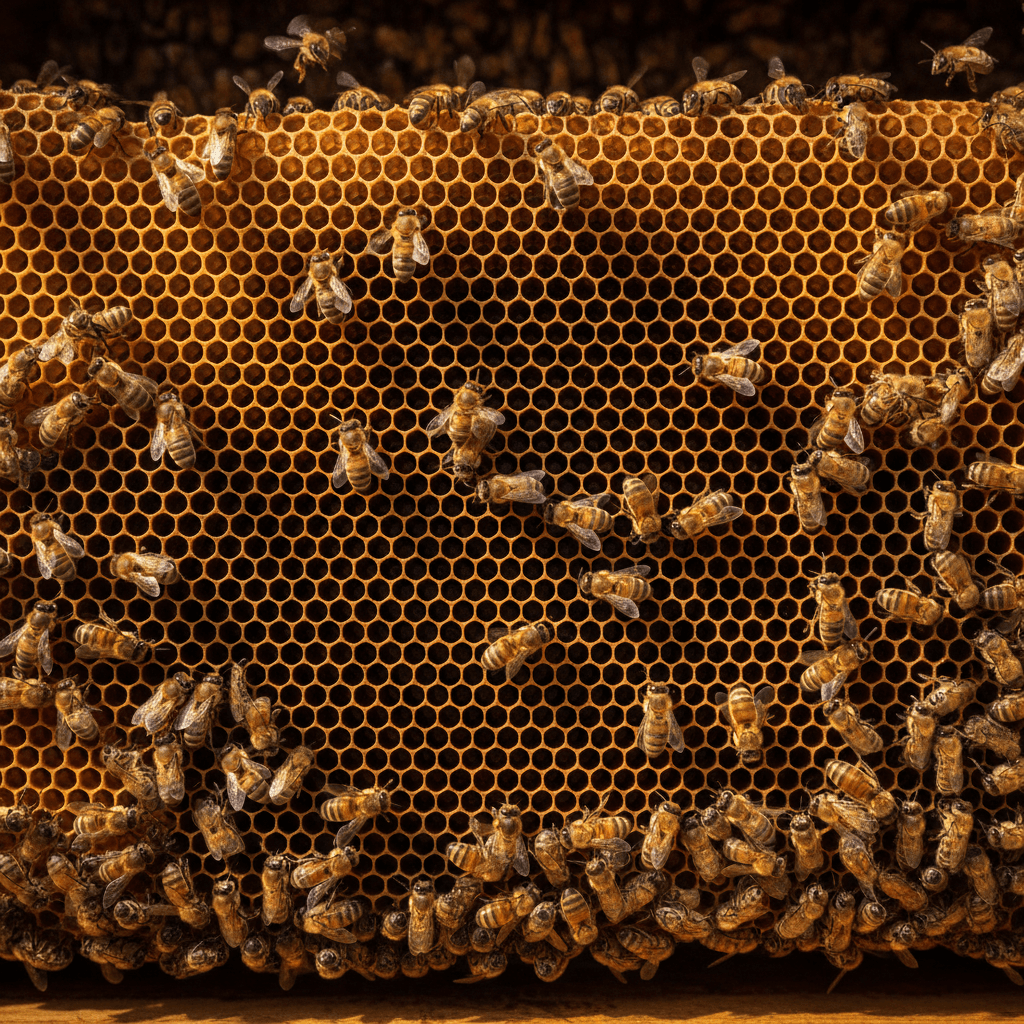Honeybees responding to scout recruitment signals on comb
