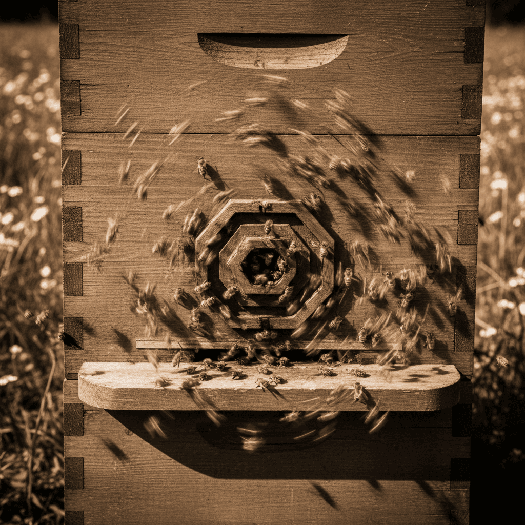 Scout bees arriving at and departing from the hive